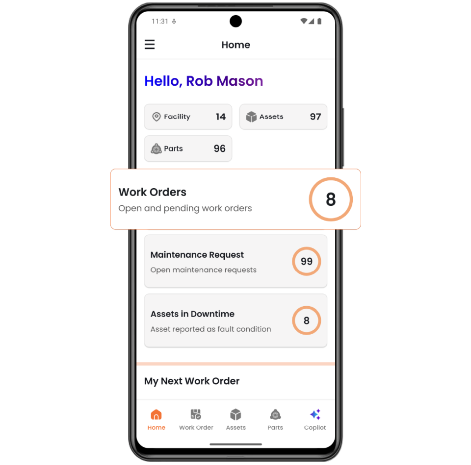 Fogwing CMMS - Home Screen